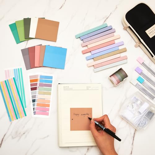 Sinload 60 Pcs Aesthetic Book Annotation Kit School Supplies Cute Pencil Case Mini Stapler Set 12 Highlighter 5 Gel Pen 6 Pencil 5 Magnetic Bookmark 1220 Sticky Note Student Stationary(Black) - color: Black