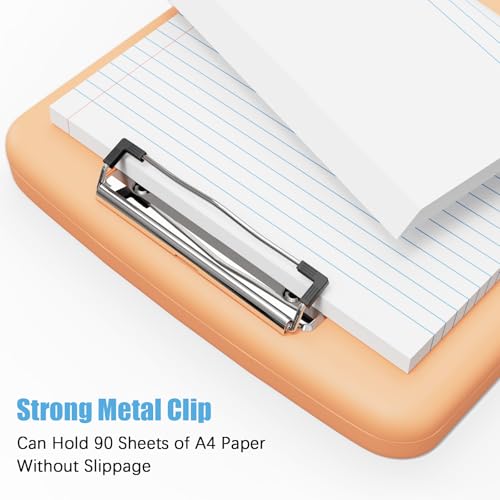 Hongri Clipboard with Storage with Pencil Case, 8.5 x 11 Storage Clip Board - color: Light Orange