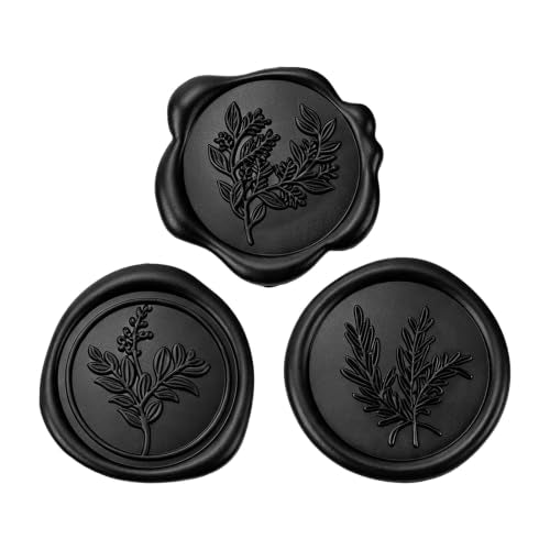 60 Pcs Wax Seal Stickers Set (3 Designs in 1 Pack) - Adhesive Backed Elegant Floral Designs for Wedding Invitation Envelope Seal Stickers Gift Wrapping (Black) - color: Black