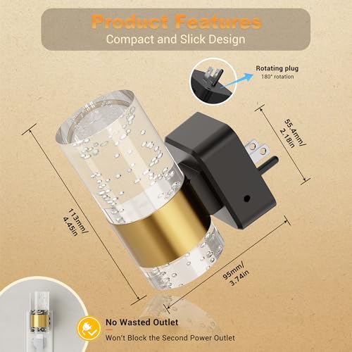 JandCase Night Lights Plug into Wall 2 Pack Color Changing Night Light Kids - color: Gold-RGB, size: 2 Pack