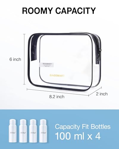 BAGSMART Clear Toiletry Bag 2-Pack TSA Approved Water-Repellent, Nude Pink - color: Chic Nude Pink, size: Medium