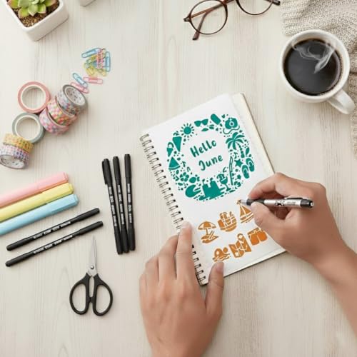 20pcs Journal Stencils Set 4 * 7 Inch Reusable Plastic Templates Planner Stencils Paint Template Bullet Journaling Supplies for Daily Planner Weekly Schedule Habit Tracker Note