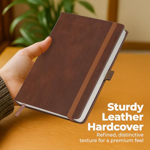 Lined Leather Bound Journal Notebook, A5 Hardcover Journals for Men & Women - color: Brown, size: A5 300 Pages