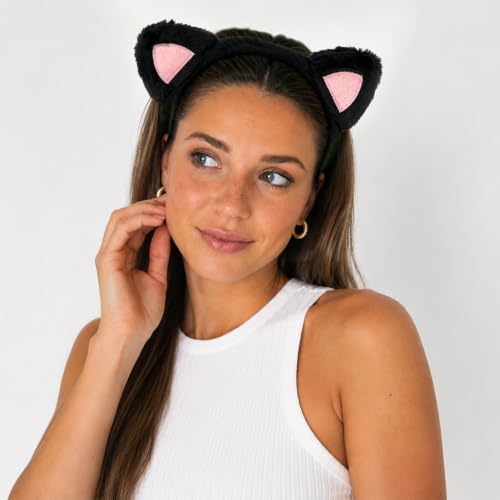 Black Cat Ears Headband Kitty Ears Cat Costume Headwear - color: Black Pink Cat