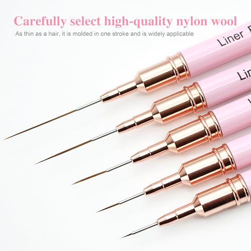 5Pcs Nail Art Brushes Kit - Pink - color: Pink
