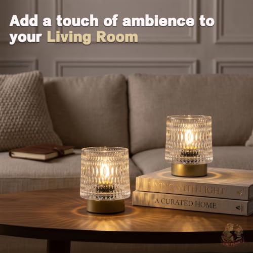 MJ PREMIER Battery Operated Lamp,Small Cordless Lamp with Timer, Clear-04 - color: Clear-04