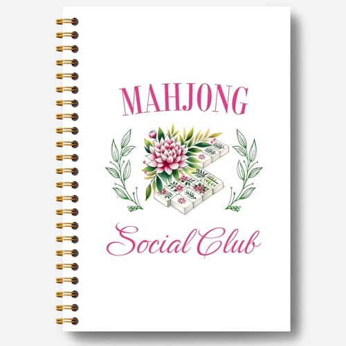 Mahjong Social Club Notebook, Mahjong Gifts for Women Journal, Gifts for Mah Jong Lovers Players Journal, Mah Jong Accessories Hardcover Spiral Notebooks 5.5x8.3 Inch - color: Section 6