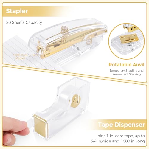 SKYDUE Gold Office Supplies Set with Pencil Holder for Desk - color: Gold