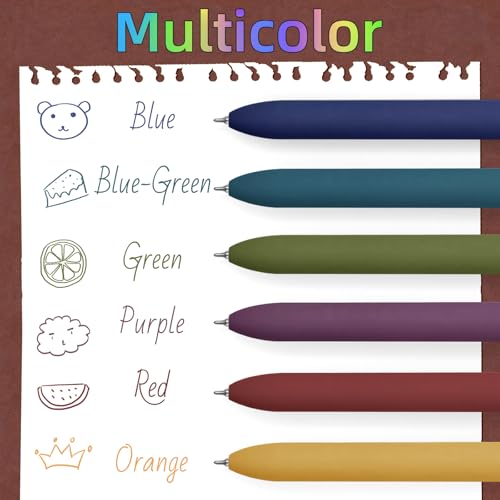 UIXJODO Colorful Pens, 6 Pcs Colored Pens Fine Point Smooth Writing Pen, 0.5mm Colored Ink Gel Pen for Journaling Note Taking Writing, Office School Supplies Gifts for Women (6 Pcs Gold Vintage) - color: 6 Pcs Gold Vintage - Colored Ink
