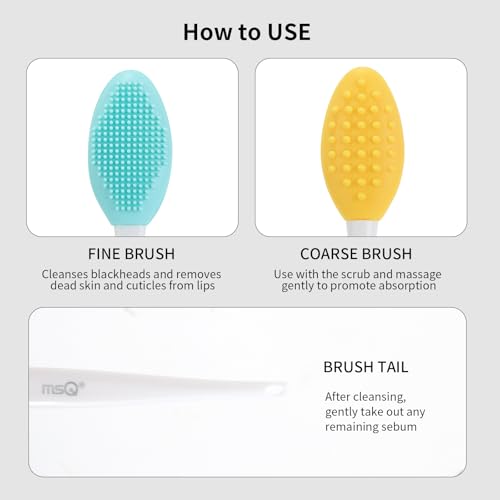 MSQ 5 PCS Lip Scrub Brush, Double-end Silicone Nose Clean Brush Lip Exfoliating Brush for Men Women Double-Sided Soft Lip Brush for Smoth Lip Appearance - color: Colorful
