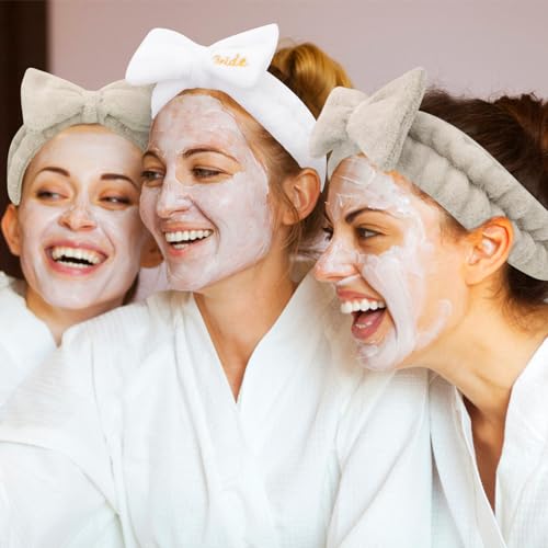 Semato Bachelorette Party Favor Set - Bride & Bridesmaid Spa Headbands (1 bride+ 7 Light coffee) - color: 1 bride+ 7 Light coffee