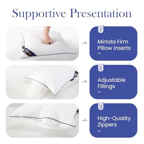 Mirtala 16"x16" Pillow Inserts with 100% Cotton Cover Decorative Square Throw 16" Pillows for Living Room, Sofa, Couch, and Bed-White (2, 16 x16 Inch) - size: 16 x16 Inch