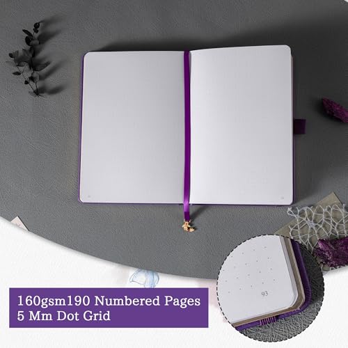 TIEFOSSI A5 Dotted Journal Notebook 190 Pages for Women & Men - color: Deep Purple, size: A5-Dotted