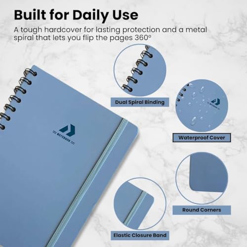 Nextnoid A5 Lined Spiral Notebook - 170 Pages, College Ruled, Sage Stone - color: ac-Sage Stone