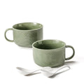 Soup Bowls with Handles, Microwave Safe 38 Oz, Green - color: Green 2pcs