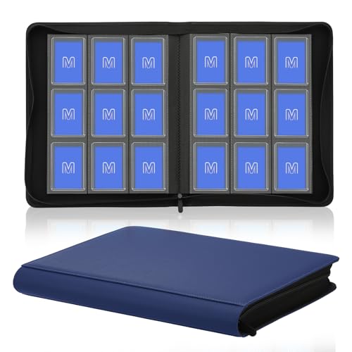 Toploader Binder, 9-Pocket 288 Cards Holder for 3"x4" Rigid Card Sleeves - color: 9Navy Blue