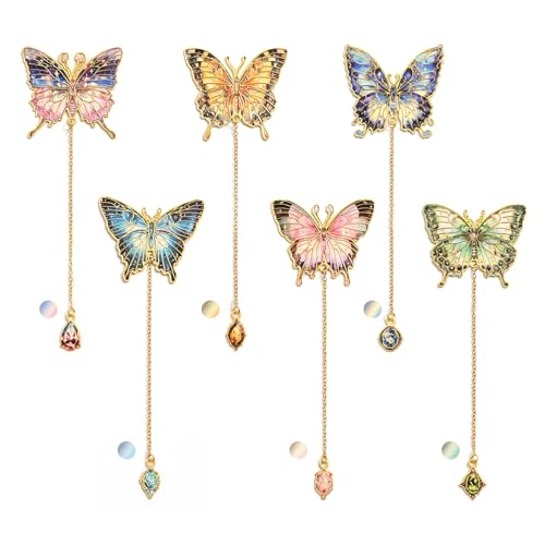 6 Pieces Metal Butterfly Bookmarks with Chain, Golden Hollow Bookmark Monet Oil Painting Theme Book Mark Bookmarks for Book Lovers Writers Readers Children Teens for Women - color: Butterfly