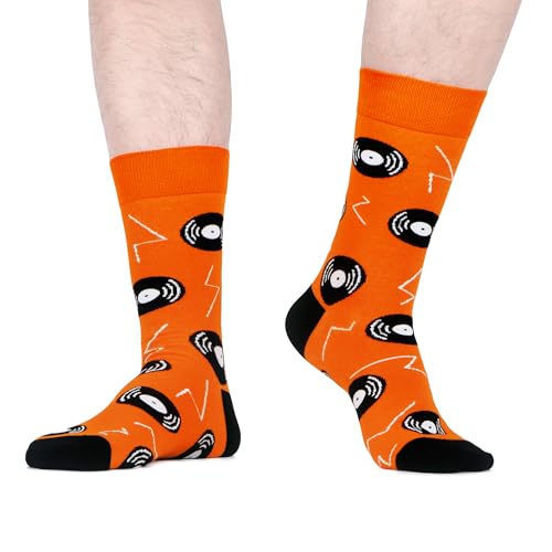 WeciBor Men's Combed Cotton Novelty Crew Socks Size 7-15 - color: Black/Blue/Orange/Yellow/Multicolor Geometric-12m, size: 7-12