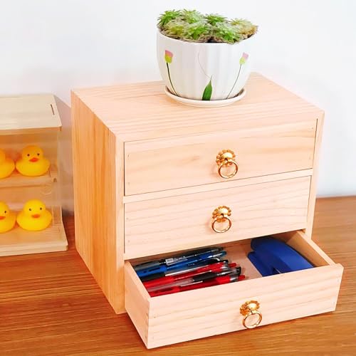 3 Layer Natural Wooden Storage Box Organizer Desk Accessories - style: 3 Layer