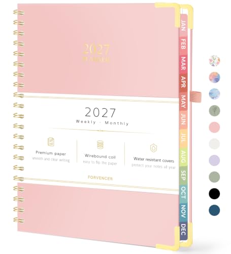 Forvencer 2027 Planner Weekly and Monthly, Hardcover Calendar Planner, A4 - color: Pink, size: 8.5"x11" (Jan 2027 - Dec 2027)