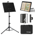 K KASONIC - Dual-Use Folding Sheet Music Stand & Desktop Book Stand with Portable Carrying Bag, Sheet Music Folder & Clip Holder (Black)