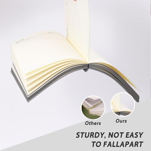 BOBO RABBIT Softcover Lined Notebook 348 Pages Vegan Leather Thick Journal - color: Grey