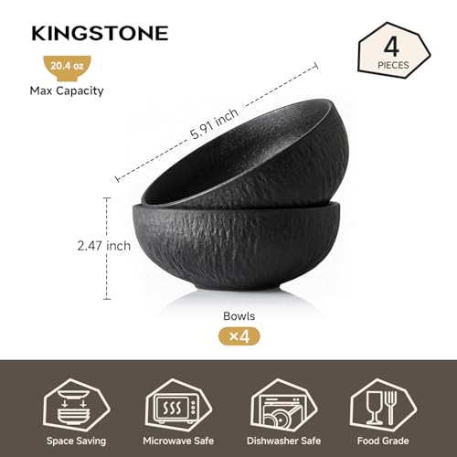 KINGSTONE Bowl Set of 4, 20.4 oz Matte Marble Pattern Stoneware Soup Bowls - size: 4 Pieces