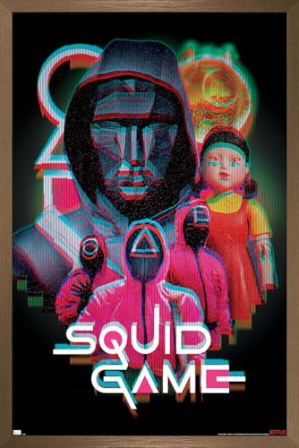 Trends International Netflix Squid Game: Season 2 - Group Glitch Wall Poster, 34L x 22.4W, Bronze Framed Version - color: Bronze Framed Version, size: 34"L x 22.4"W