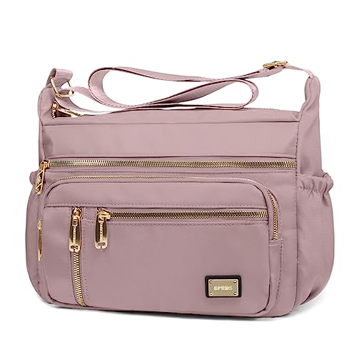 NPBAG Crossbody Bag for Women, Shoulder Purse Handbag Messenger Bag, Trendy Pocketbooks, Waterproof and Multi-Pockets - color: Silver Pink