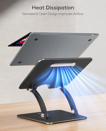 Nulaxy Fully Adjustable Laptop Stand for Desk, Dual Foldable Computer Riser - color: Black
