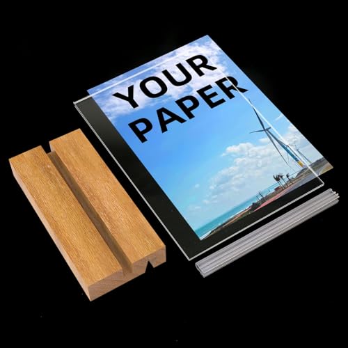 8.5x11 Inch Acrylic Sign Holder with Wooden Base, Desktop Display Stand (8.5x11 5Pack) - size: 8.5x11 5Pack