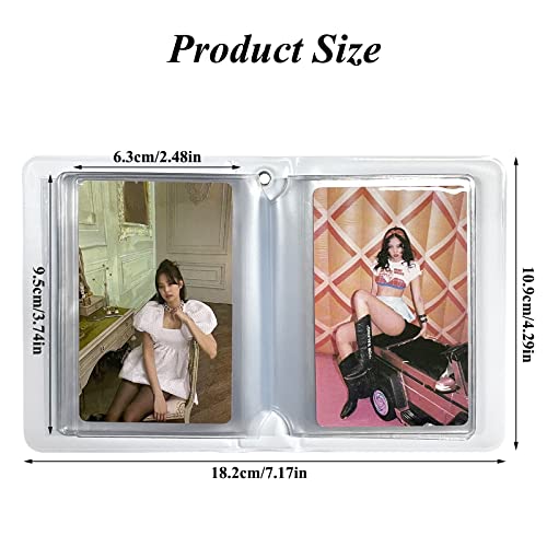 3 Inch Mini Photo Album, Heart Hollow Card Binder Photo Card Holder with Pendant 40 Pockets (white pink rabbit) - style: white pink rabbit