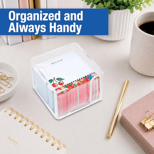 Current Mary Engelbreit s Personalized Cheery Cherry Note Sheets in Cube - 400-Sheets, 3.38x 3.38, Acrylic Case, Memo Sheets, Shopping List, to-Do Notes, Office Organizer - color: Mary Cherry