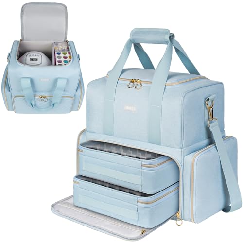 Nail Polish Organizer Holds 80+ Bottles,Nail Polish Carrying Case with 2 Removable Bags,Nail Organizers and Storage for Nail Tech,Portable Nail Polish Supplies Holder,Mother Day Gift for Women Grils - color: Light Blue