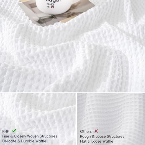 PHF Cotton Waffle Throw Pillow Covers 24" x 24", White, No Insert - color: White, size: 24" x 24" (Pack of 2)