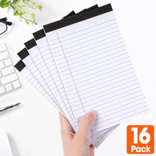 YesBes 16 Pack Note Pads Bulk, Small Legal Pads 5" x 8" Narrow Ruled Lined Writing Pad, 30 Sheets (60 Pages) Notepad for Office Home School, Perforated, Office Supplies - color: 16 Pack