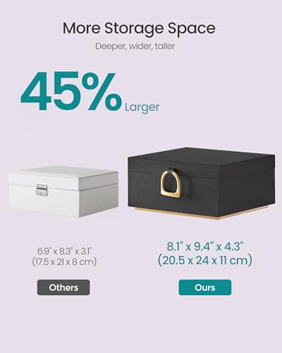 SONGMICS 2-Layer Jewelry Box with Handle, Removable Tray, Floating Effect - color: Black