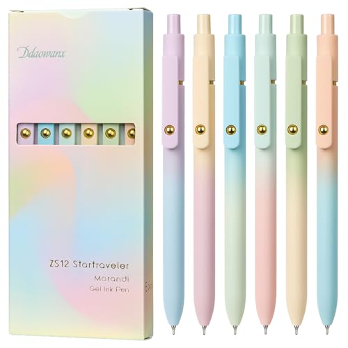 Ddaowanx Gel Pens,6 Pcs 0.7mm Retractable Quick Dry Black Ink Pens - color: 6 Pcs Gradient
