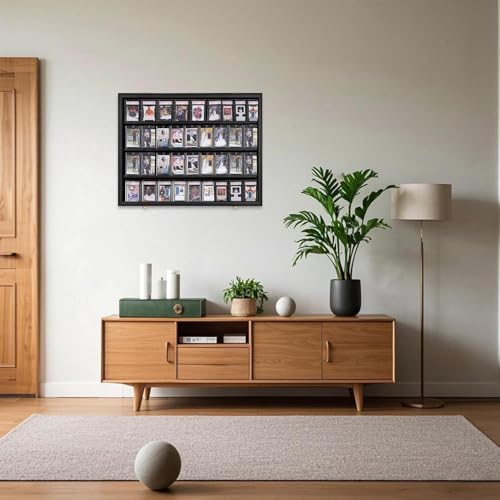VERANI 36 Graded Sports Baseball Card Display Case Wall Mount Black - size: Large-Horizontal-Black-GoldLock