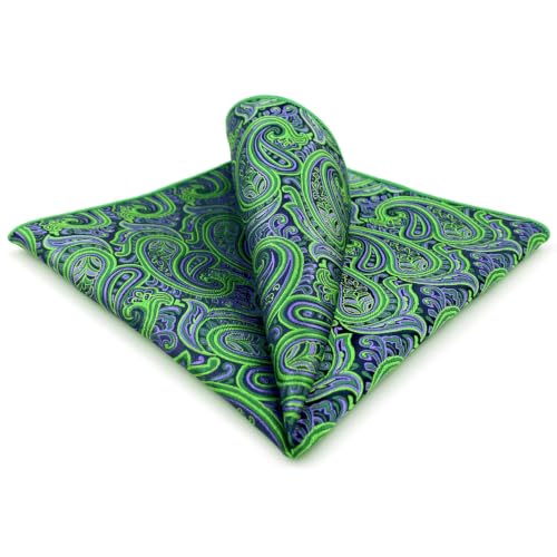 S&W SHLAX&WING Mens Pocket Square Paisley Multicolor Large for Business Wedding - color: Ah48