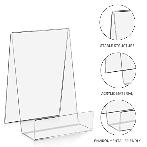 ZOEY Acrylic Book Easel Stand with Ledge Clear Easels Plate - 5 Pack for Books Display, Music Sheets, Artworks, CD, Tablet Holder (Small) - color: Clear, size: 5 x Small