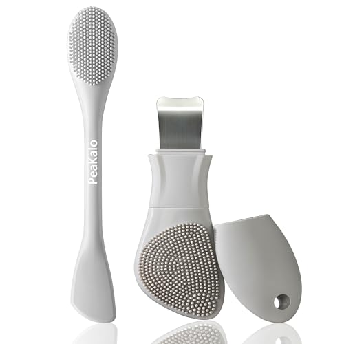 Silicone Face Scrubber Black Head Remover for Face- Appliances for Removing Make-up for Deep Cleansing Blackhead Remover Tools Face Spatula Makeup Removal Washing Brushes Pore Cleaner (Gray) - color: Gray