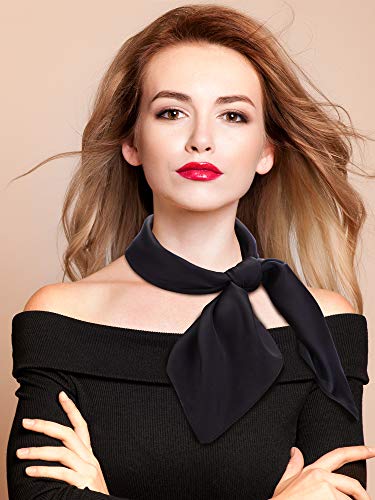 SATINIOR Square Neck Scarf Women - color: Black, size: 23.6 x 23.6 inches