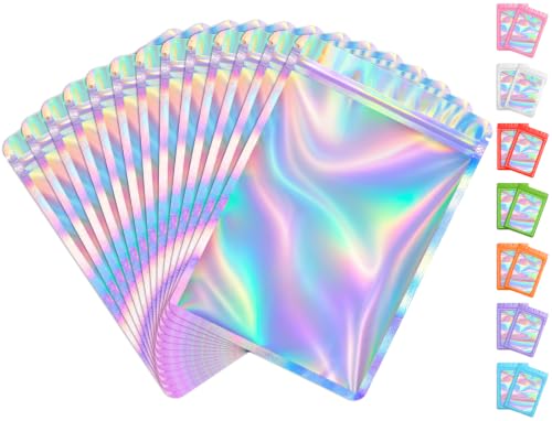 Funfery 100 Pcs Resealable Clear Holographic Bags,Smell Proof,2.4x3.9in - color: Holographic, size: 2.4x3.9 inch