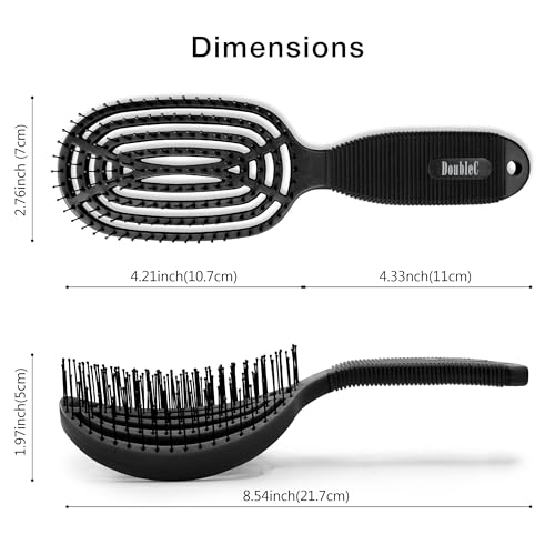 NuWay® DoubleC® Scalp Care Hair Brush – Patented Double Curve Design for Scalp Massage, Vented Blow-Dry Styling, Wet & Dry Hair, All Hair Types (Iron Black) - color: Iron Black
