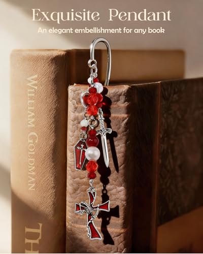 Buleens 2 Pack Bookmarks for Women Reading - Book Marks for Readers Book Lovers, Gothic Red Sword Skull Skeleton Personalized Metal Bookmark with Pendants, Aesthetic Book Accessories Reading Gifts - color: Sliver Gothic Skull