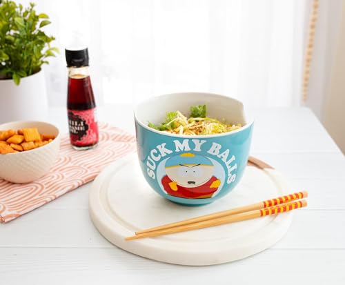 South Park Eric Cartman "Suck My Balls" Ceramic Ramen Dinnerware Set | Includes 20-Ounce Noodle Bowl and Wooden Chopsticks