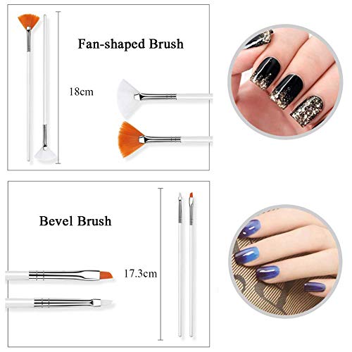 20pcs Nail Art Design Tools, 15pcs Painting Brushes Set with 5pcs Dotting Pens, WHITE … - color: White Brushes with Dotting Pens