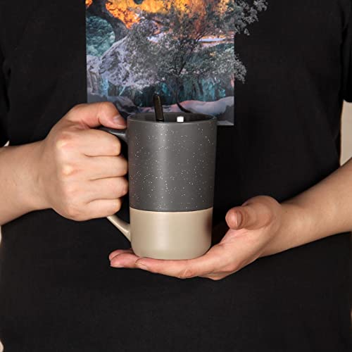 16 OZ Large Coffee Mug, Ceramic Coffee Mugs, Big Tea Cup, Grey - color: Gray