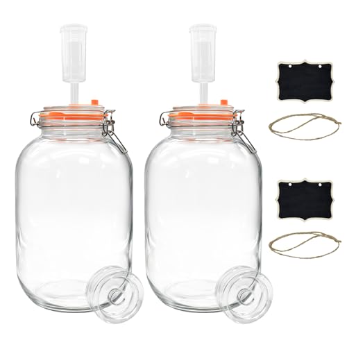 2 Pack Fermentation Jars 1 Gallon with Weights & Airlocks